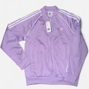 Adidas Pastel Purple Track Jacket with White Stripes